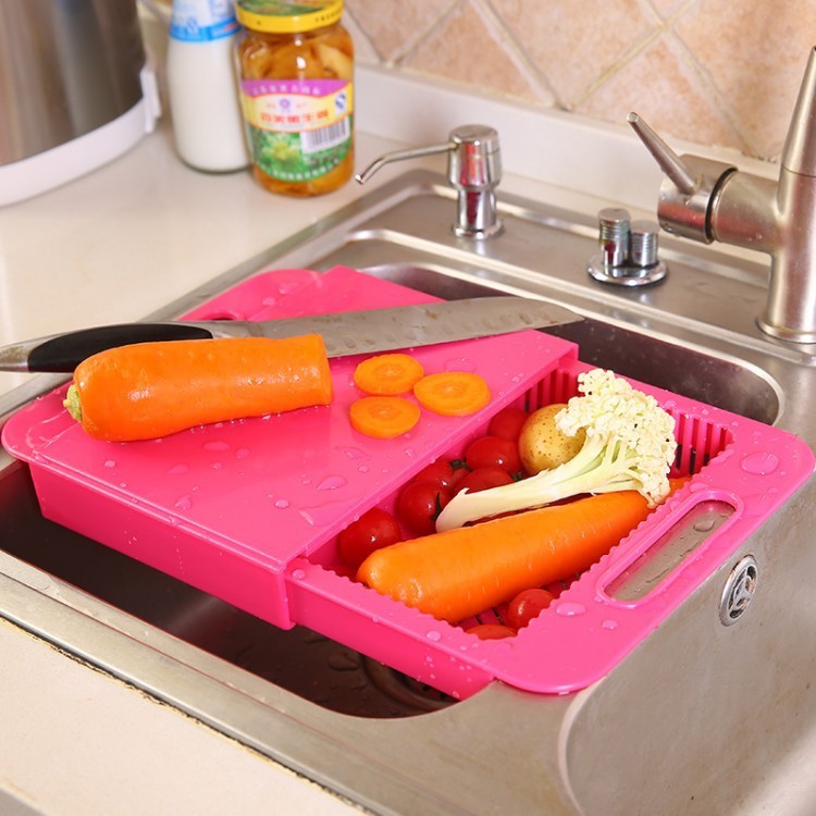 Multifunctional Kitchen Chopping Board with Drain Basket for Vegetables and Meat