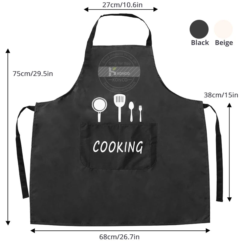 Unisex Waterproof Cooking Apron with Pockets for Home Kitchen and Restaurant Use