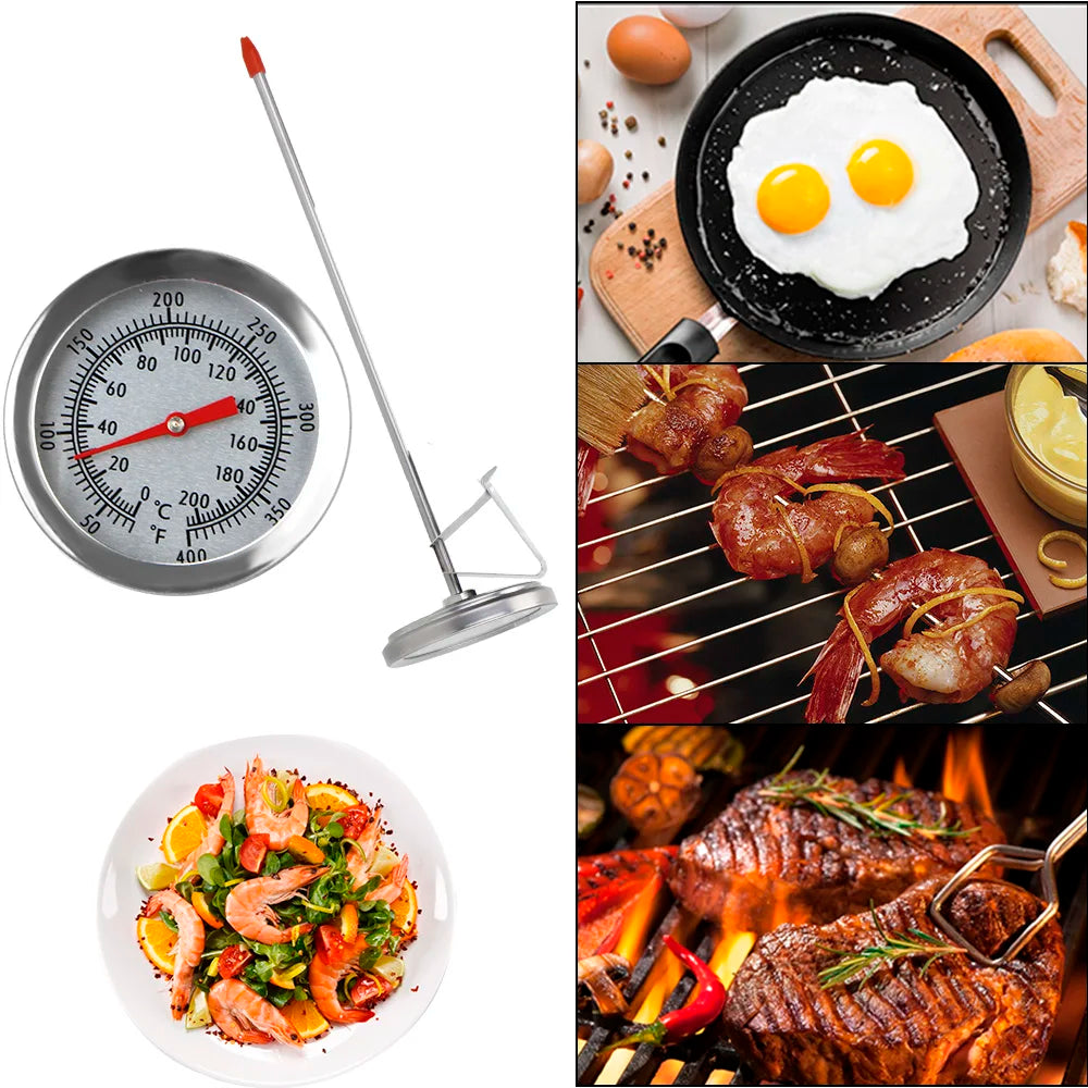 Stainless Steel Probe Thermometer for Kitchen Cooking - 0200 Temperature Meter for Milk Coffee Food and Meat