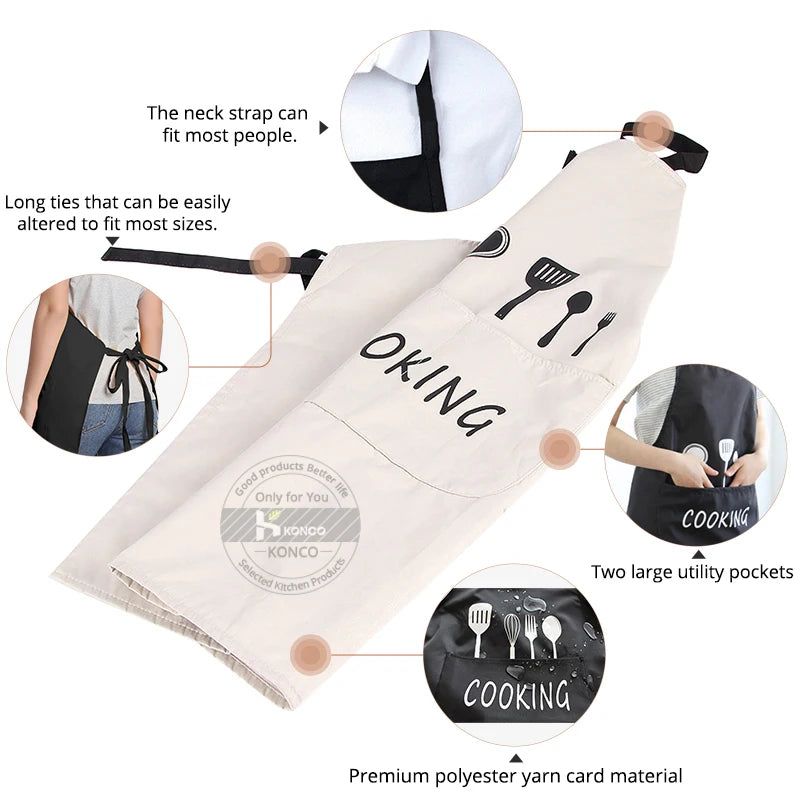 Unisex Waterproof Cooking Apron with Pockets for Home Kitchen and Restaurant Use
