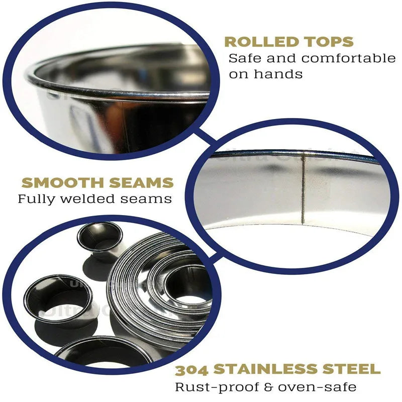 Stainless Steel Cake Mold Cutter Set - 11pcs Baking Mousse Rings - DIY Kitchen Tools