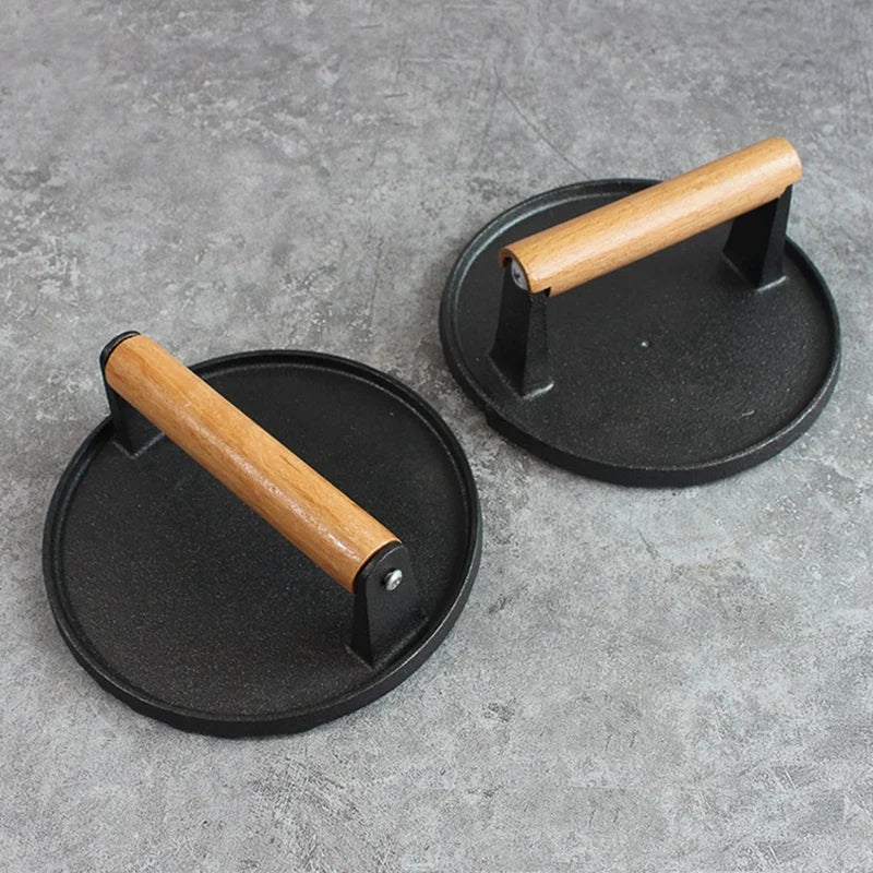 Cast Iron Burger Press - Heavy Duty Hamburger Press W/Heat Resistant Handle.