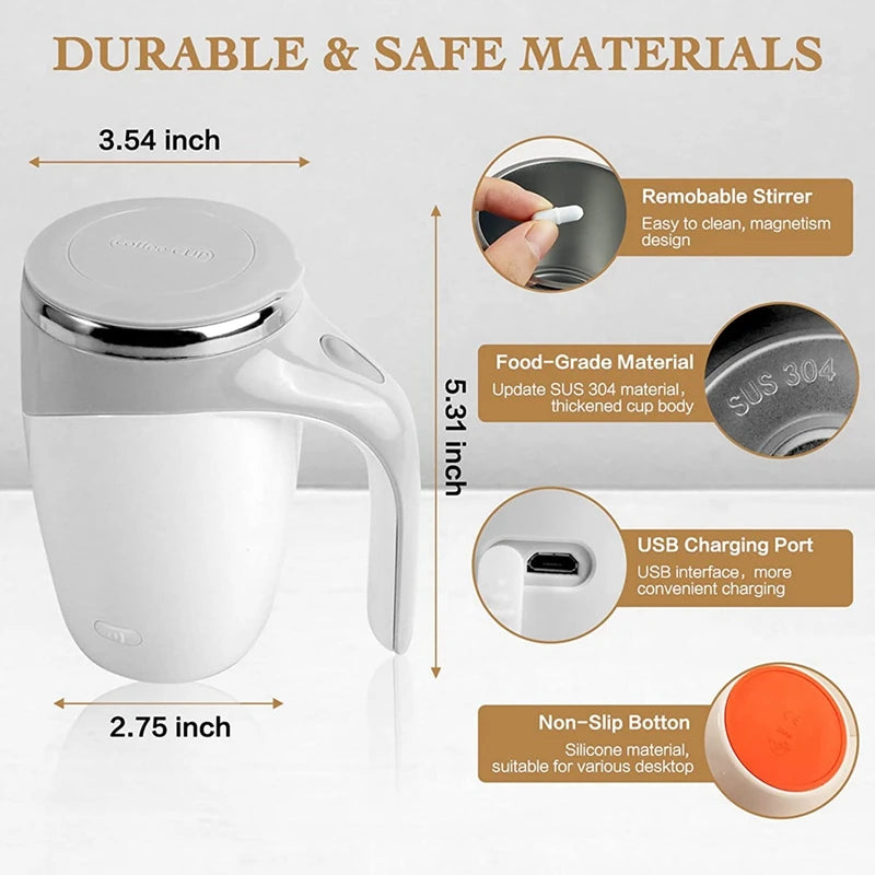 Rechargeable Self-Stirring Coffee Mug - Automatic Magnetic Travel Cup