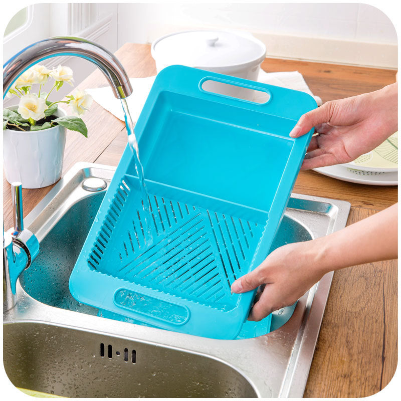 Multifunctional Kitchen Chopping Board with Drain Basket for Vegetables and Meat