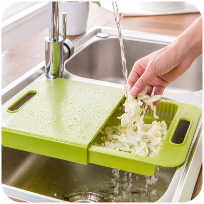 Multifunctional Kitchen Chopping Board with Drain Basket for Vegetables and Meat