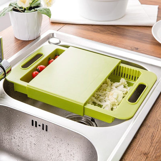 Multifunctional Kitchen Chopping Board with Drain Basket for Vegetables and Meat