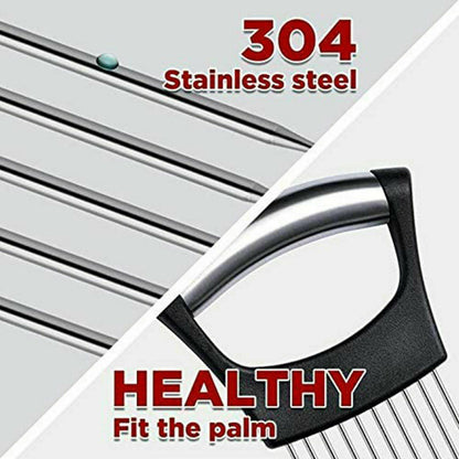 Stainless Steel Onion Holder and Slicer - Tomato Cutter for Neat Food Slicing