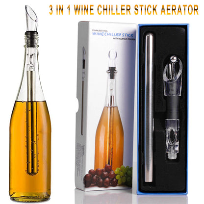 Stainless Steel Wine Bottle Cooler Stick with Leakproof Chilling Rod - Perfect for Wine and Beer Beverages