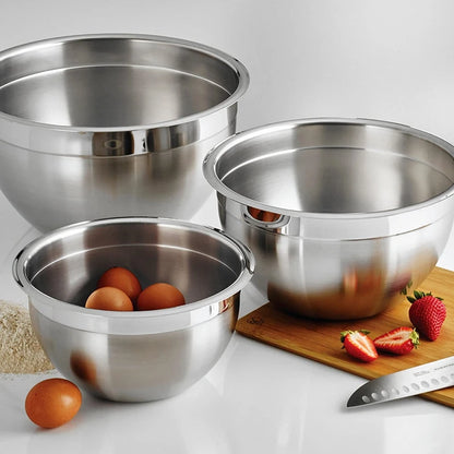 Stainless Steel Nesting Salad Bowl Set - Multi-Size Mixing and Storage Bowls