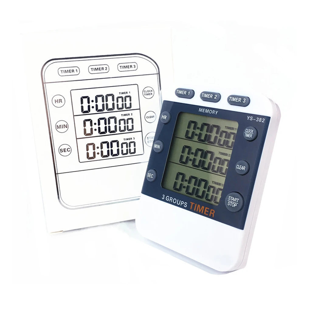 3-Channel Digital Kitchen Timer - Countdown and Up Pocket Timer