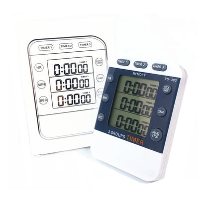 3-Channel Digital Kitchen Timer - Countdown and Up Pocket Timer
