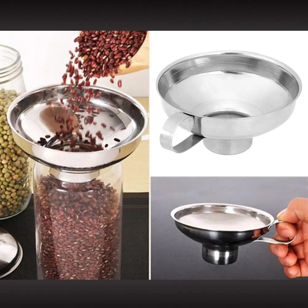 Stainless Steel Wide Mouth Canning Funnel Hopper Thick Salad Dressing Funnel Wide-Mouth Can for Oil Wine Kitchen Cooking Tools.