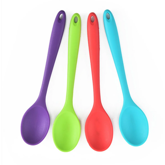1Pcs Small Multicolored Silicone Spoons Nonstick Kitchen Spoon Silicone Serving Spoon Stirring Spoon for Kitchen Cooking Bakin.