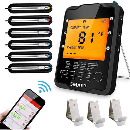 AIRMSEN Wireless Bluetooth Remote Digital Kitchen Cooking Food Meat Backlight Thermometer With Probe For BBQ Smoker Grill Oven.