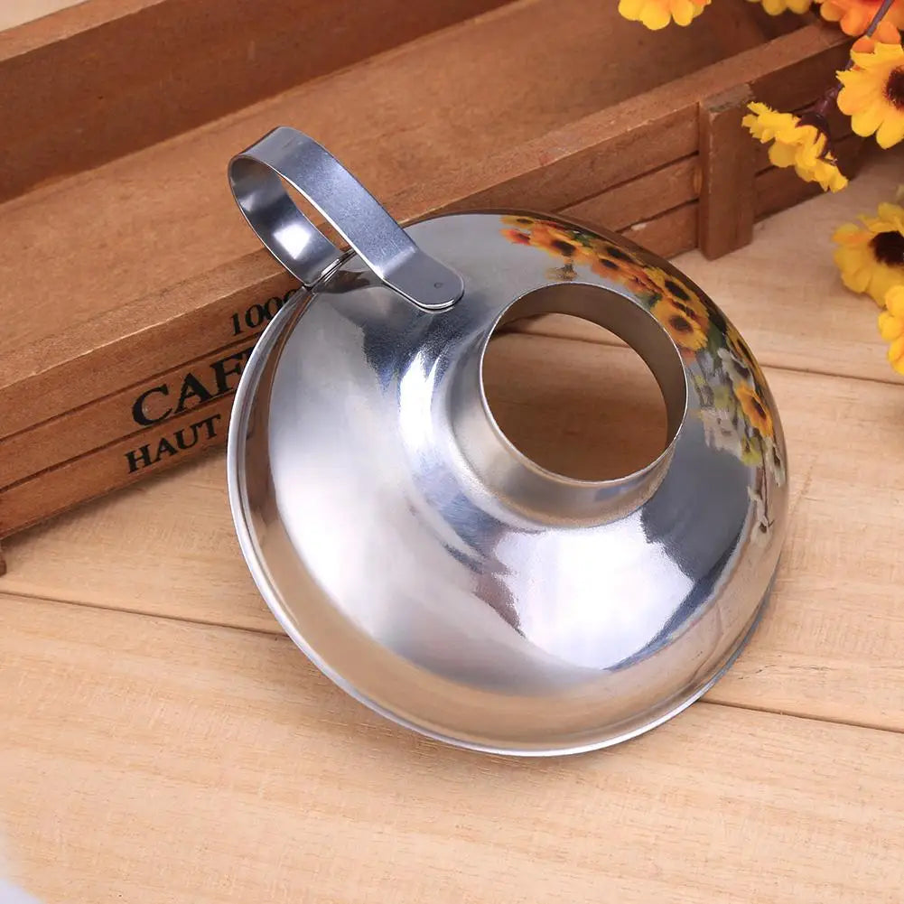 Stainless Steel Wide Mouth Canning Funnel Hopper Thick Salad Dressing Funnel Wide-Mouth Can for Oil Wine Kitchen Cooking Tools.