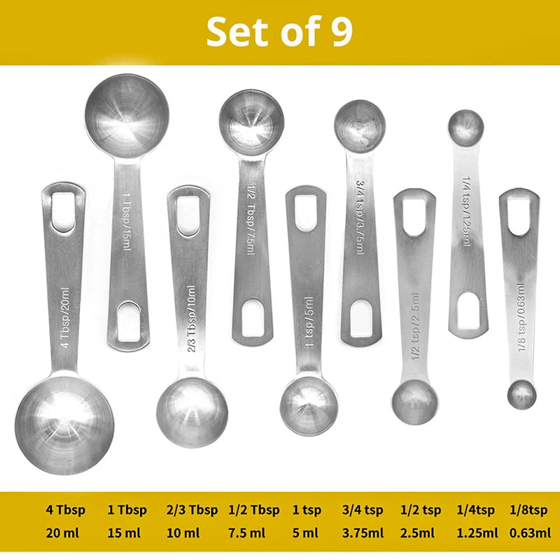 Measuring Spoons Set - Heavy Duty Stainless Steel Measuring Tools For Kitchen Cooking and Home Baking.