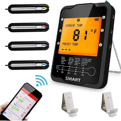 AIRMSEN Wireless Bluetooth Remote Digital Kitchen Cooking Food Meat Backlight Thermometer With Probe For BBQ Smoker Grill Oven.