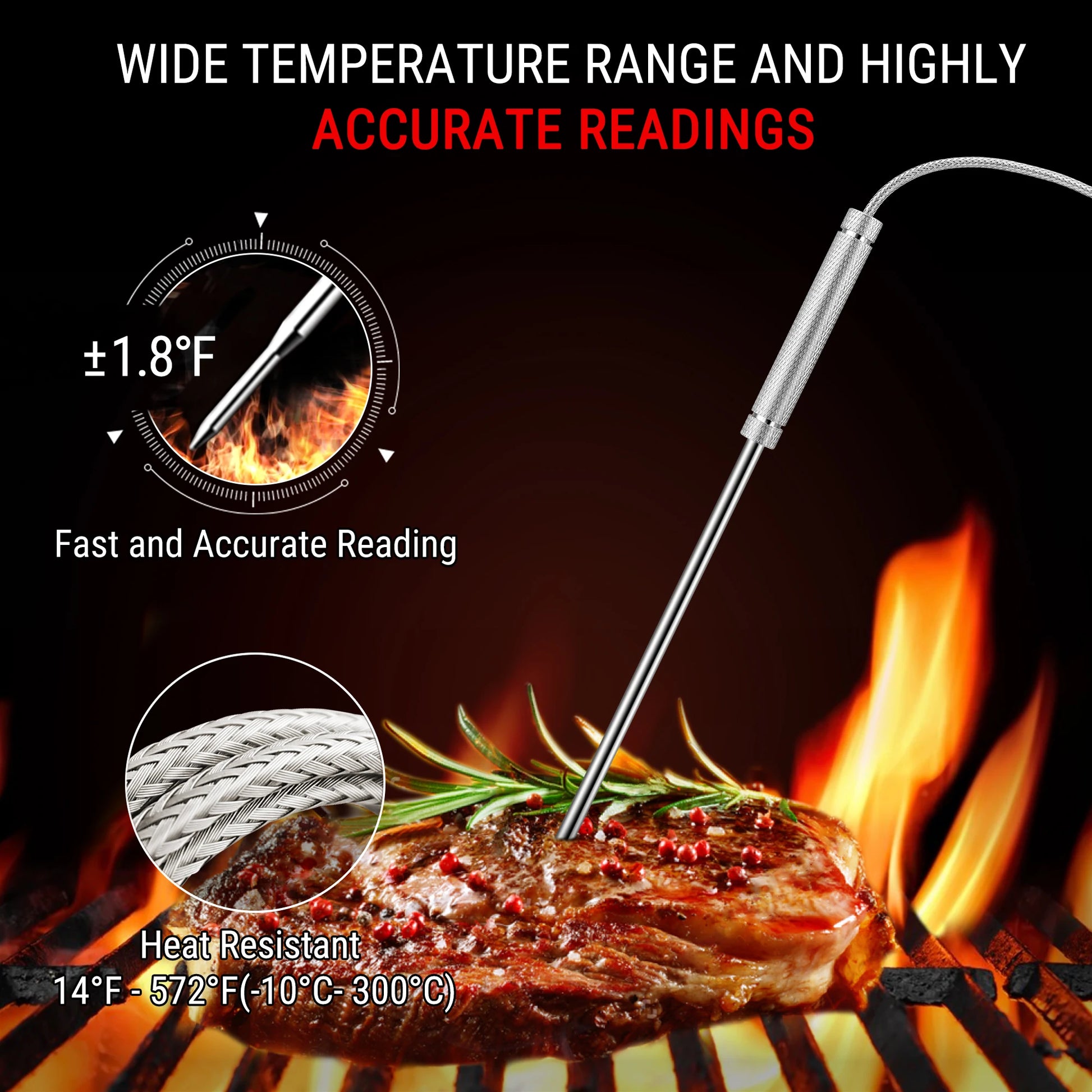 ThermoPro TP27C  4 Probes Digital Kitchen Cooking Thermometer For Meat Backlight BBQ Grilling Oven Meat Thermometer.