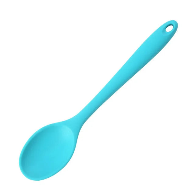 1Pcs Small Multicolored Silicone Spoons Nonstick Kitchen Spoon Silicone Serving Spoon Stirring Spoon for Kitchen Cooking Bakin.