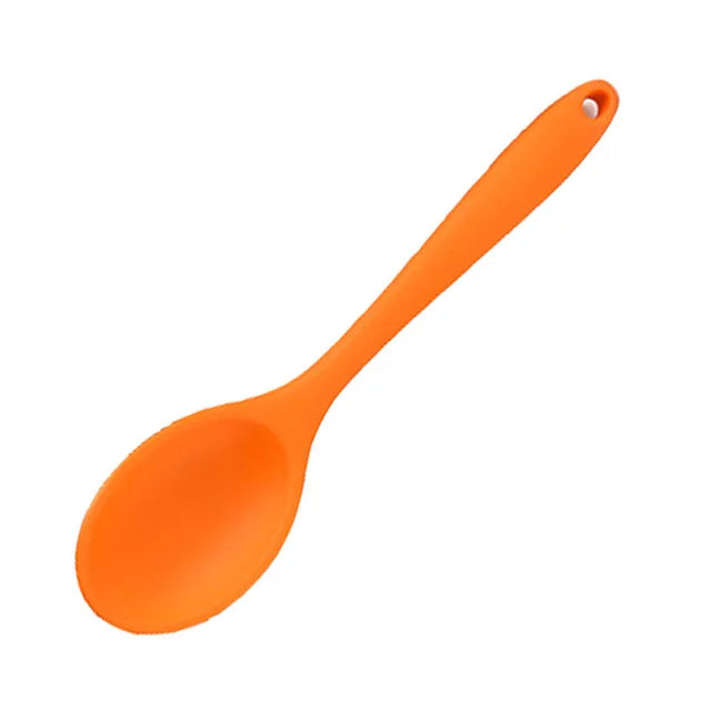1Pcs Small Multicolored Silicone Spoons Nonstick Kitchen Spoon Silicone Serving Spoon Stirring Spoon for Kitchen Cooking Bakin.
