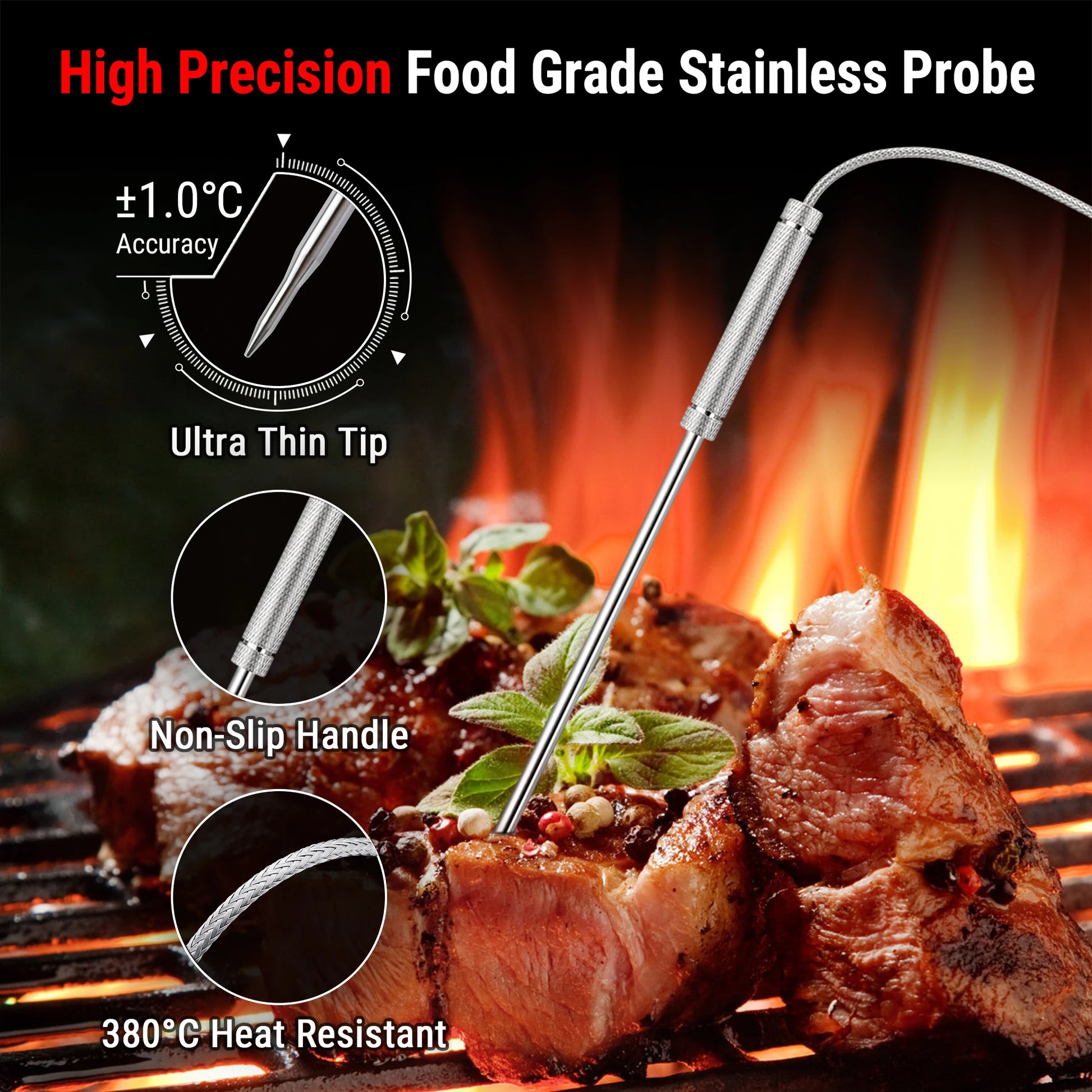 ThermoPro TP17H Kitchen Cooking Digital Meat Thermometer With 4 Probes Backlight BBQ Oven Thermometer For Meat Somking.