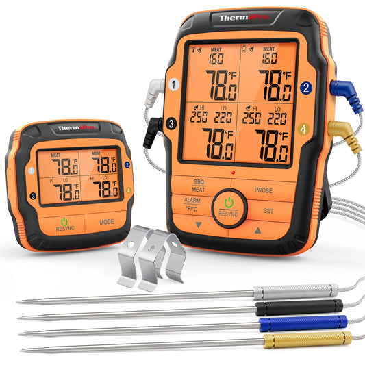 ThermoPro TP27C  4 Probes Digital Kitchen Cooking Thermometer For Meat Backlight BBQ Grilling Oven Meat Thermometer.