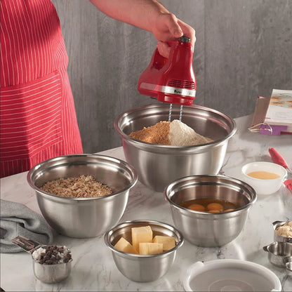 Stainless Steel Nesting Salad Bowl Set - Multi-Size Mixing and Storage Bowls