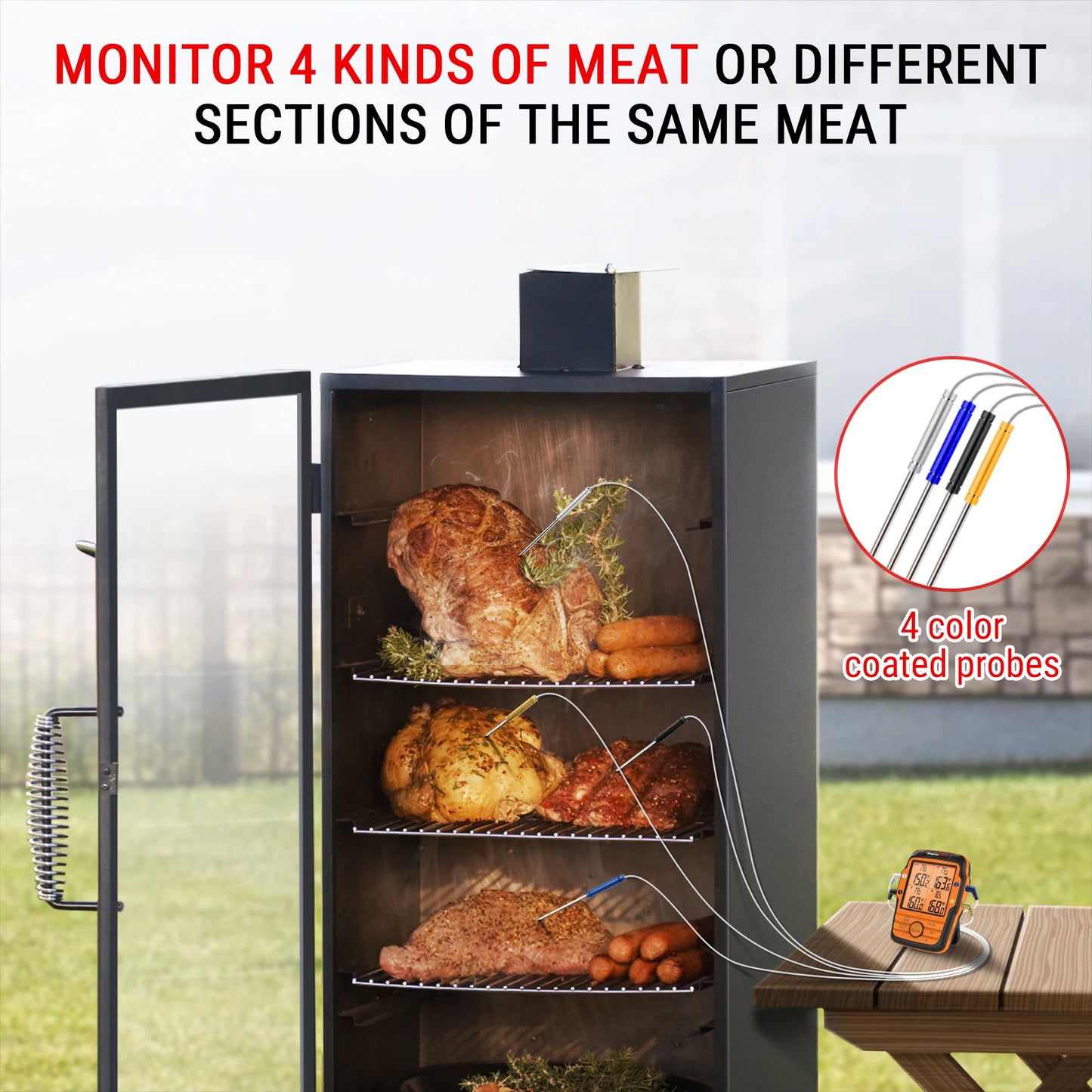 ThermoPro TP27C  4 Probes Digital Kitchen Cooking Thermometer For Meat Backlight BBQ Grilling Oven Meat Thermometer.