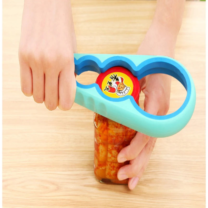 Opener for Beer Bottle Jar Opener Kitchen Cooking Gadgets Accessories 4 in 1 Handy Anti-slip Can Lid Screw Opener Bottle.