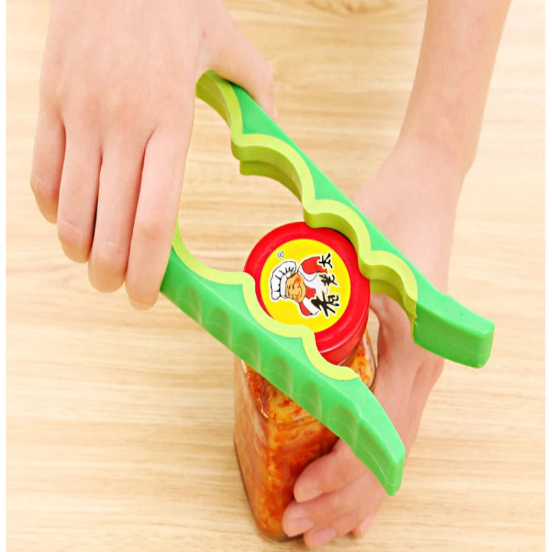 Opener for Beer Bottle Jar Opener Kitchen Cooking Gadgets Accessories 4 in 1 Handy Anti-slip Can Lid Screw Opener Bottle.
