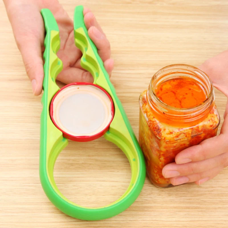 Opener for Beer Bottle Jar Opener Kitchen Cooking Gadgets Accessories 4 in 1 Handy Anti-slip Can Lid Screw Opener Bottle.