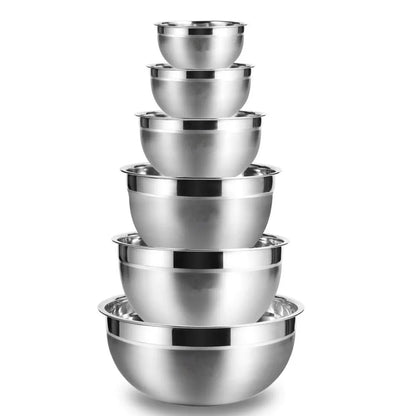 Stainless Steel Nesting Salad Bowl Set - Multi-Size Mixing and Storage Bowls