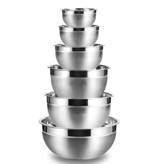 Stainless Steel Nesting Salad Bowl Set - Multi-Size Mixing and Storage Bowls