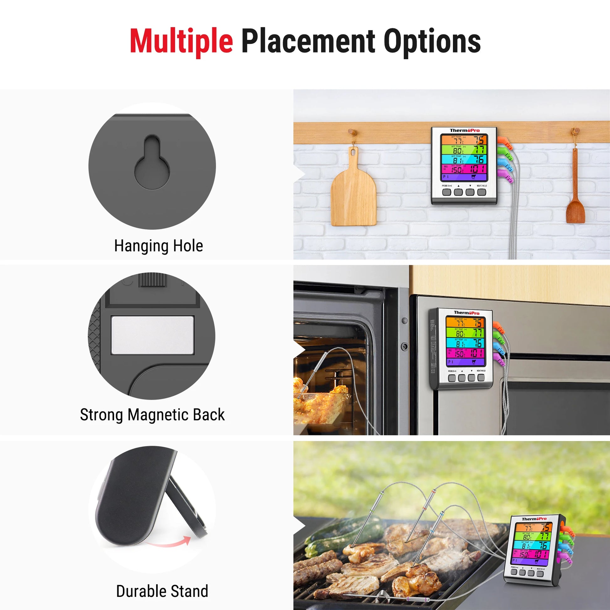 ThermoPro TP17H Kitchen Cooking Digital Meat Thermometer With 4 Probes Backlight BBQ Oven Thermometer For Meat Somking.