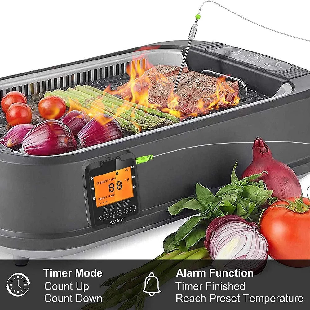 AIRMSEN Wireless Bluetooth Remote Digital Kitchen Cooking Food Meat Backlight Thermometer With Probe For BBQ Smoker Grill Oven.