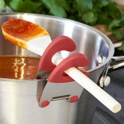 Stainless Steel Pot Clip Scoop Clamp Tongs Holder for Pot Pan Spoon Holder Spatula Storage Rack Kitchen Cooking Tools #EW.