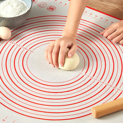 Silicone Baking Mat for Pizza and Pastry - Non-Stick Kneading Dough Mat with Gadgets and Bakeware Accessories