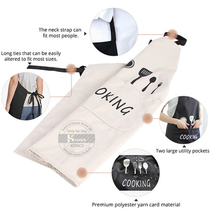 Unisex Waterproof Cooking Apron with Pockets for Home Kitchen and Restaurant Use