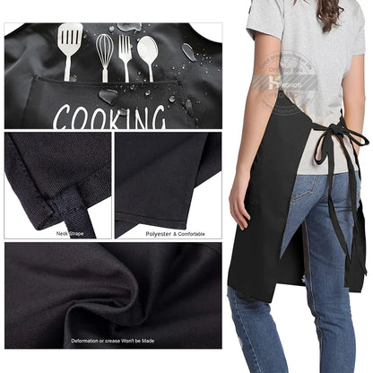Unisex Waterproof Cooking Apron with Pockets for Home Kitchen and Restaurant Use