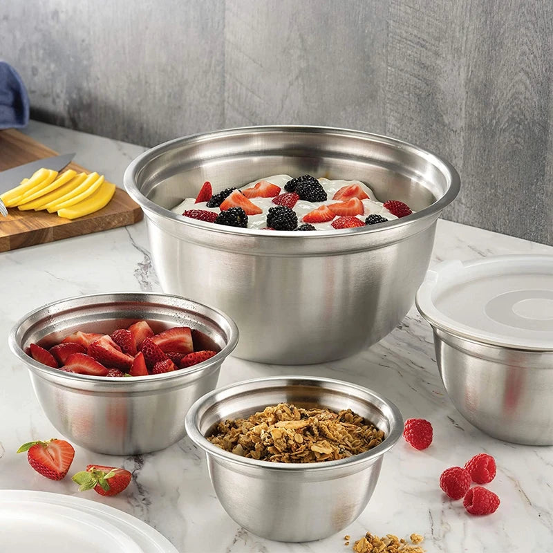 Stainless Steel Nesting Salad Bowl Set - Multi-Size Mixing and Storage Bowls