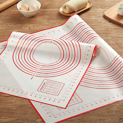 Silicone Baking Mat for Pizza and Pastry - Non-Stick Kneading Dough Mat with Gadgets and Bakeware Accessories