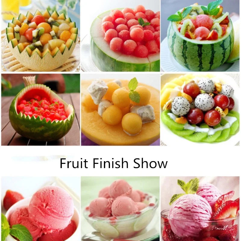 Melon watermelon Ball Scoop Fruit Spoon Ice Cream Sorbet Stainless Steel Double-end Cooking Tool Kitchen Accessories Gadgets.