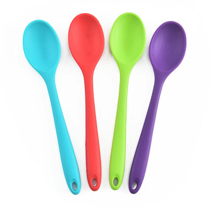 1Pcs Small Multicolored Silicone Spoons Nonstick Kitchen Spoon Silicone Serving Spoon Stirring Spoon for Kitchen Cooking Bakin.