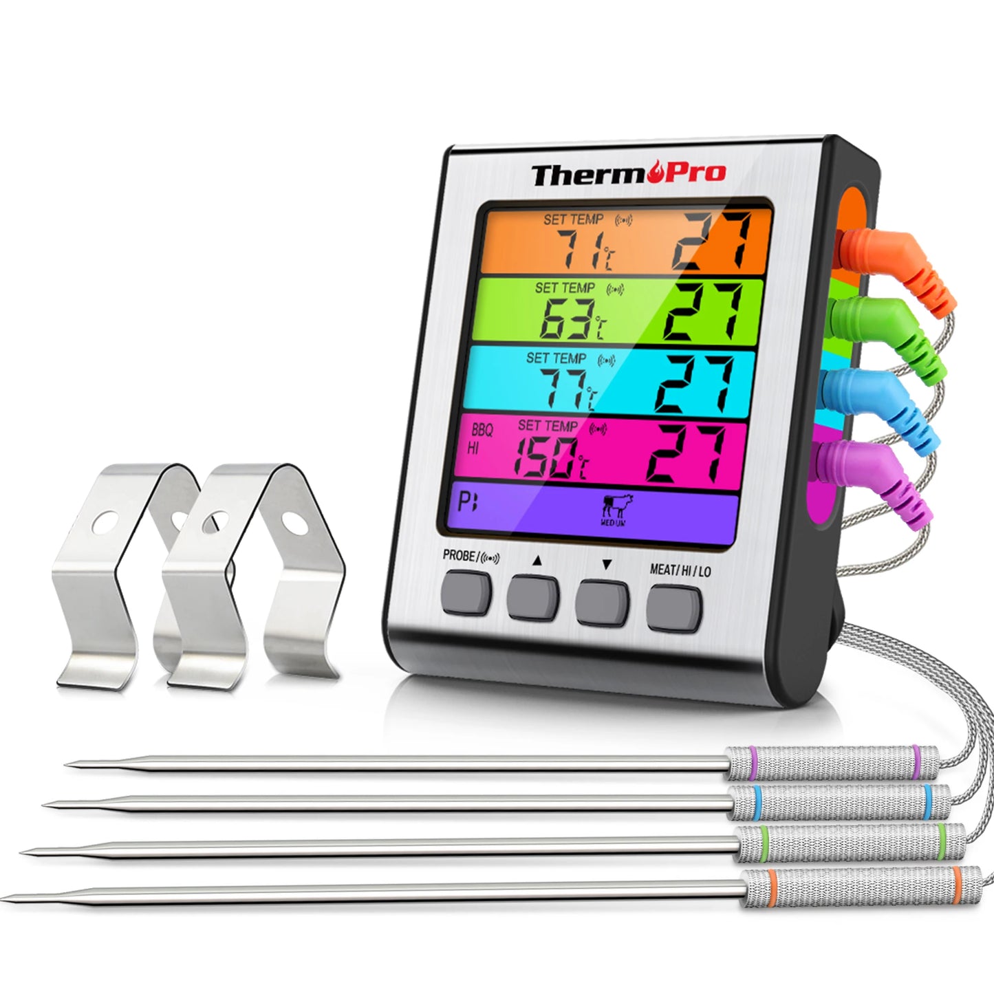 ThermoPro TP17H Kitchen Cooking Digital Meat Thermometer With 4 Probes Backlight BBQ Oven Thermometer For Meat Somking.