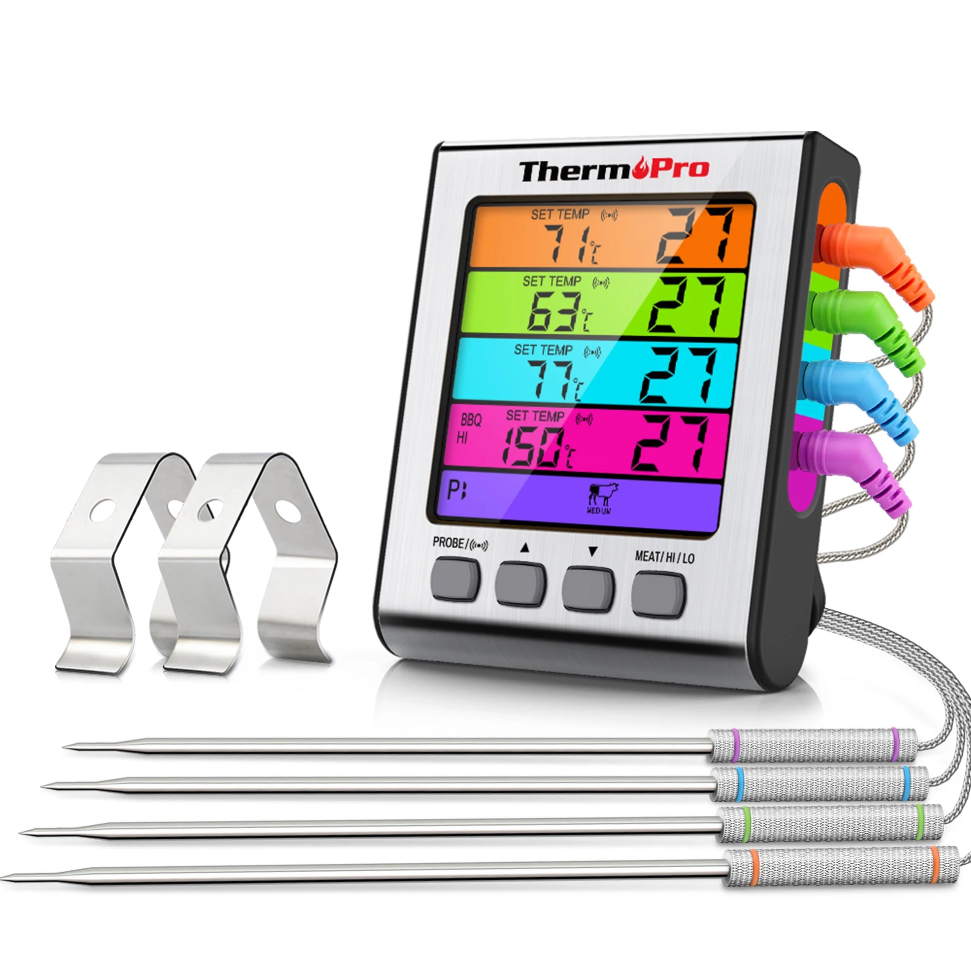 ThermoPro TP17H Kitchen Cooking Digital Meat Thermometer With 4 Probes Backlight BBQ Oven Thermometer For Meat Somking.