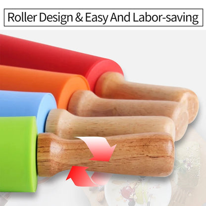 Non-Stick Silicone Rolling Pin with Wooden Handle Dough Roller