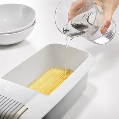 Microwave Pasta Cooker Strainer and Steamer - Heat Resistant for Spaghetti Noodles