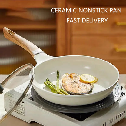 Non-Stick Ceramic Wok Frying Pan - Breakfast Omelette Maker Pan for Eggs Pancakes and Steaks