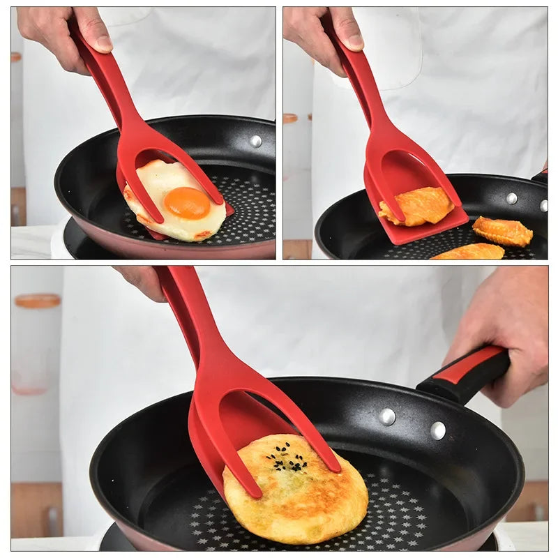 Nylon Clip Utensils for Kitchen Gadget and Accessories 2-in-1 Steak Spatula Tongs Pancake Cooking Machine Flip Pliers Tools Bar.