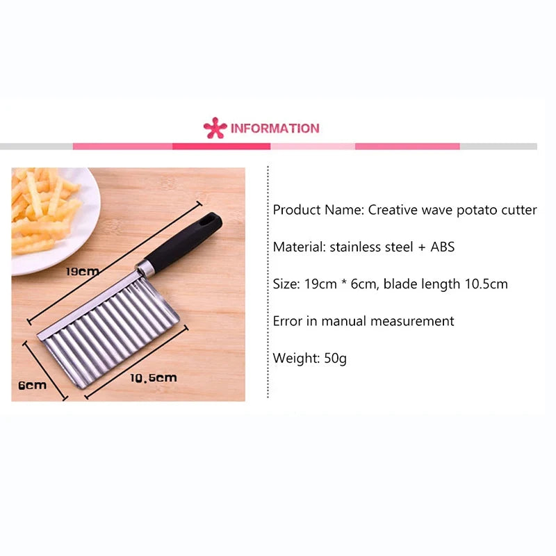 Stainless Steel Wavy Knife Potato Chip Slicer Dough Vegetable Fruit Chopper French Fry Maker Tools Cooking Kitchen Potato Cutter.